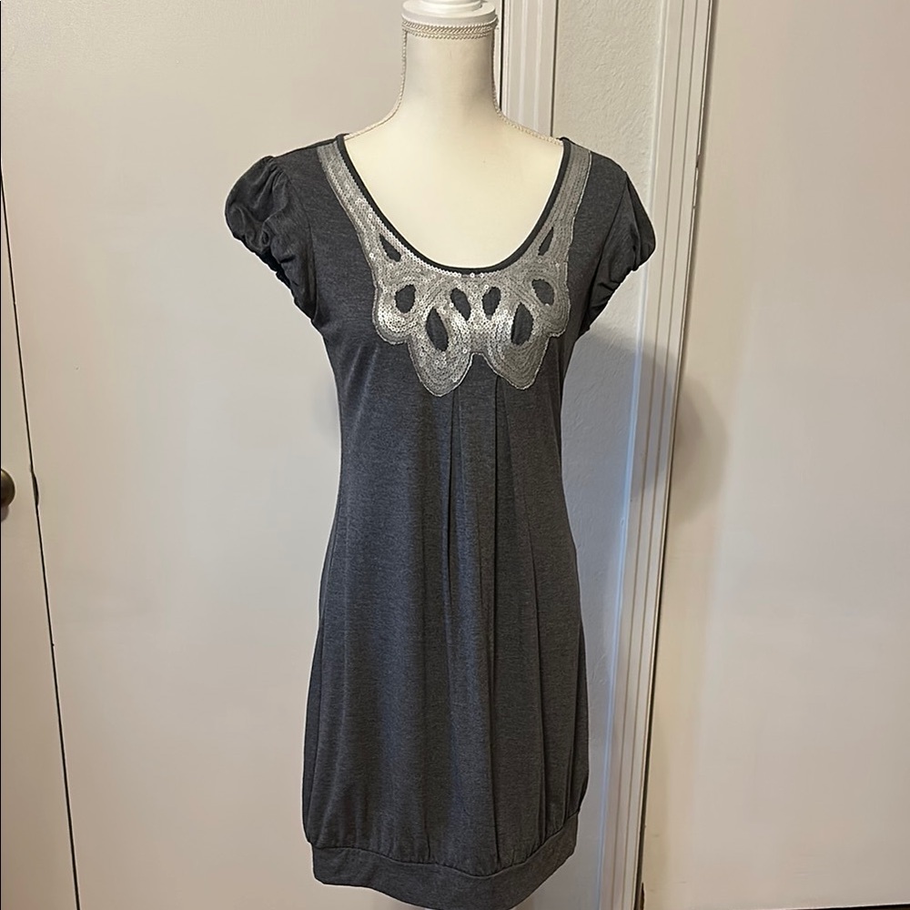 Gray Dress with Silver Accents- for Maternity as well. - Picture 8 of 9